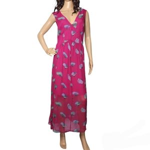 Coach 1941 Sleeveless Magenta Floral Silk Maxi Dress Size 4 NWT